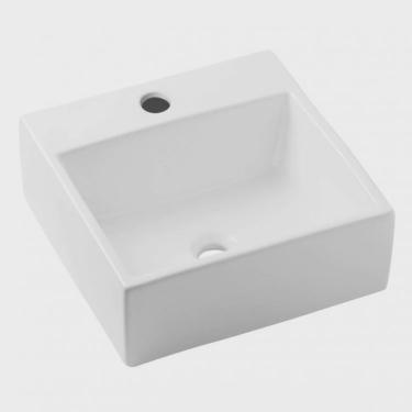 Imagem de Kit 2 Cubas de Apoio 35x35cm com Mesa Basic Q6 Celite Branco