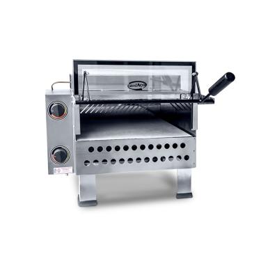 Imagem de Forno Pizza Industrial à Gás 43x43 de Mesa em Aço Inox Com Infravermelho e Pedra Refratária