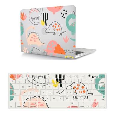 Imagem de HLAAJJX Capa para laptop compatível com MacBook Pro 14 polegadas versão 2024-2021 A2442 A2779 A2918 A2992 M1 M2 M3, capa rígida de plástico transparente para laptop + capa de teclado, dinossauro