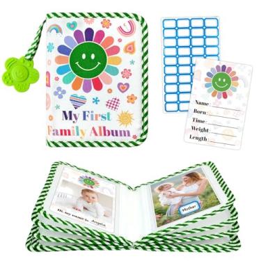 Imagem de BOHEMIABY Meu Primeiro Álbum De Fotos Família Para Bebês, Álbuns 4X6 Polegadas, Macio Crianças Com Marco E Espelho Segurança Grande, Presentes Personalizados Chá Bebê Infantil (Rosto Sorridente)