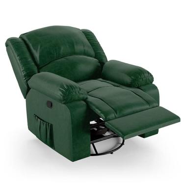 Imagem de Poltrona Do Papai Reclinável Pietra Glider Giratória Massagem Fh9 Pu Verde Musgo - Mpozenato