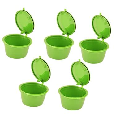 Imagem de Cápsula de café Reutilizável, 5pcs 50ml de Filtro de café Com Colher, Compatível Com Models Melody, Genio, Mini ME, Esperta e Circolo (Grama verde)