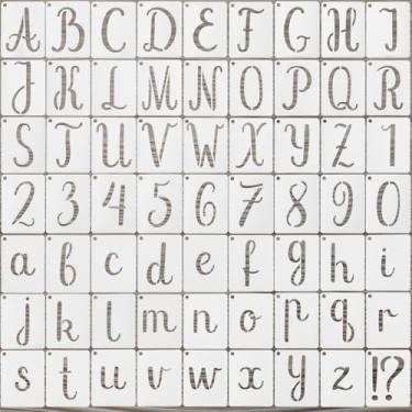 Imagem de Meisuitd 63 peças de estênceis de letras do alfabeto, kit de modelos de números para pintura, artesanato e projetos de bricolage