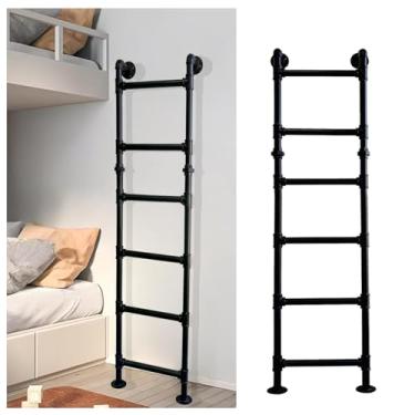 Imagem de Escadas montadas na parede/chão de 1,5 m para casa, escada de saída de poço de janela do porão, escada de metal para beliche no sótão de trailer, degraus para camas de dormitório, capacidade de carga