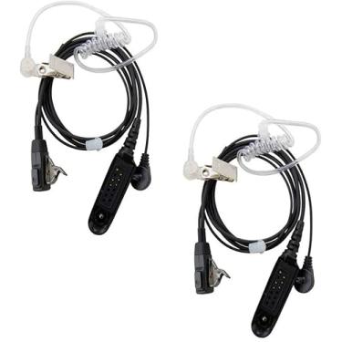 Imagem de HQRP Conjunto de 2 fones de ouvido com conector oval de montagem lateral mãos livres com fone de ouvido e microfone compatíveis com dispositivos de rádio Motorola HT Series HT750 HT1250 HT1250LS