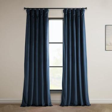Imagem de HPD Half Price Drapes Cortinas de veludo de pelúcia Heritage para quarto e sala de estar 50 X 96, VPYC-179910-96 (1 painel) azul eterno