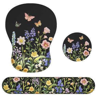 Imagem de Ospelelf Conjunto ergonômico para descanso de pulso com descanso de pulso, suporte de pulso de gel para teclado de computador com espuma de memória, conforto para alívio da dor e fácil digitação, jogo