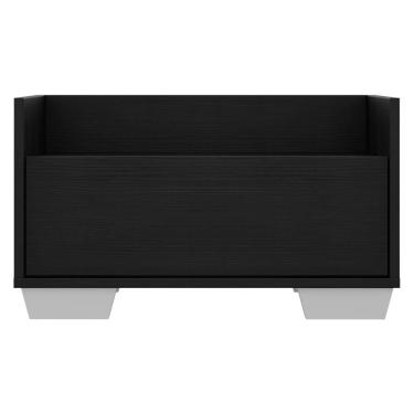 Imagem de Mesa de Cabeceira 60 Cm com Pés Quadrados Preta branca