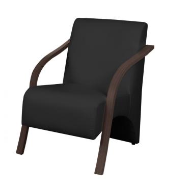 Imagem de Poltrona 1 Lugar Vênus Braço Madeira Courino Preto