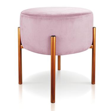 Imagem de Puff Iron Suede Base Cobre Palito Rosa Bebê