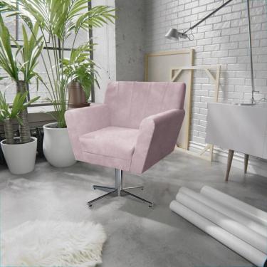 Imagem de Poltrona Base Giratória De Metal Lauren Maranata Esfofados Rosa Bebê