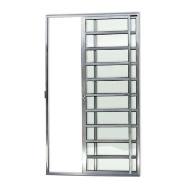 Imagem de Porta De Correr Com Travessas 2 Folhas Super Vidro Liso 210cm X 150cm Brimak Brilhante