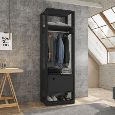 Imagem de Closet Modulado 1 Cabideiro 1 Porta Titan Espresso Móveis Preto Velluto