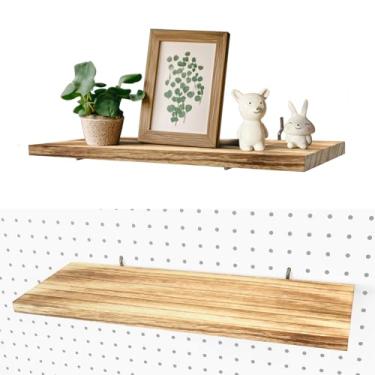 Imagem de Prateleiras de Pegboard, prateleiras brancas de 40,6 cm x 15,2 cm, prateleiras organizadoras de parede, suportes de metal resistentes de 1/10.2 cm, cabem em todos os quadros, ripas de madeira