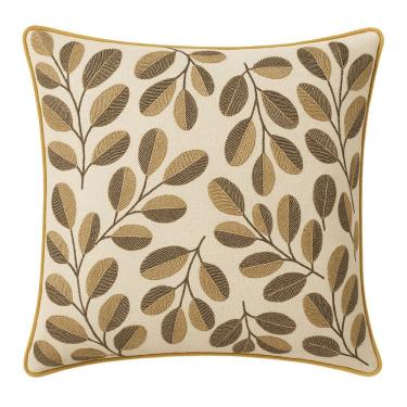 Imagem de Almofada Cheia Tecido Daphne Luxo Folhagens Creme Com Enchimento 42x42cm - Jolitex