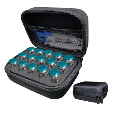 Imagem de Estojo protetor de insulina para diabéticos, 15 compartimentos, armazenamento de frascos U-100 de 10 ml, suporte de transporte de geladeira peptídeo com bolsa de malha (preto)