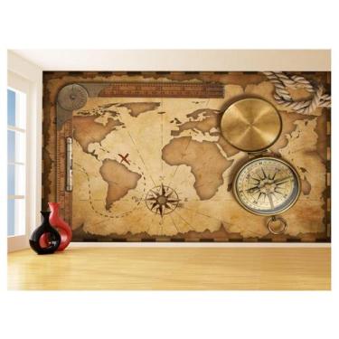 Imagem de Papel De Parede 3D Mapa Mundi Retrô Vintage Arte 3,5M Nmu74 - Você Dec