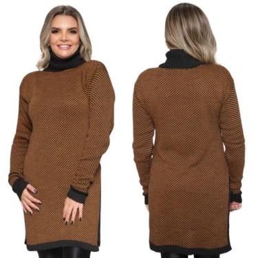 Imagem de Kit 2 Ponchos Feminino Plus Size Xadrez Gola Alta de Tricô - Ebenezer,