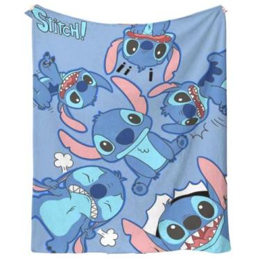 Imagem de Cobertor SANMU Stitch Smile de fibra de poliéster 300g para todas as e