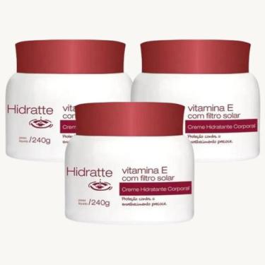 Imagem de 3 Hidratante Vitamina E e Filtro Solar Hidratte Natu Charm Pote 240g