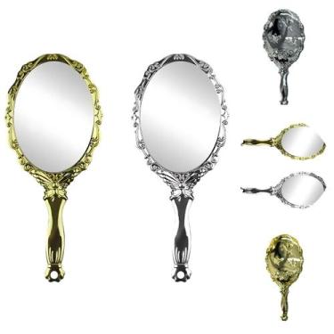 Imagem de 2 Espelhos de Mão Oval Princesas 17cm Para Maquiagem - Livre Atacado