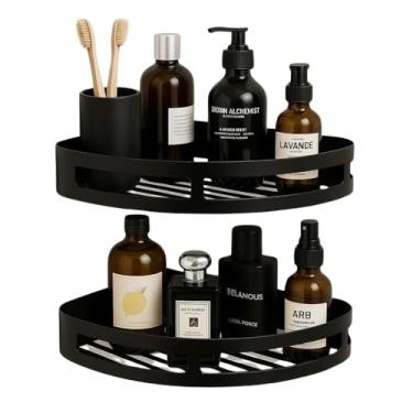 Imagem de Kit com 2 Prateleiras de Canto para Banheiro – Suporte de Shampoo e Sabonete com Adesivo – Organizador para Box Sem Furo – Nicho de Canto com Drenagem