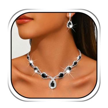 Imagem de Sixexey Conjunto de joias de noiva para casamento, colar de strass de prata, bijuteria de baile de formatura para mulheres, One size, Metal, Sem Pedra Preciosa