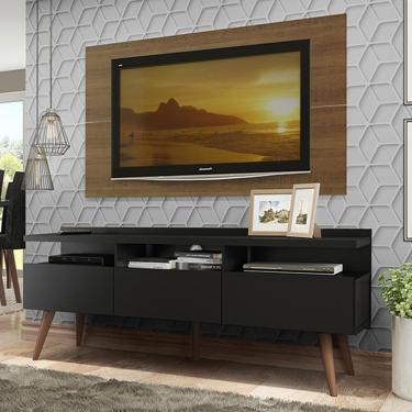 Imagem de Rack e Painel para Tv até 55" Londres Rustic/preto Madesa