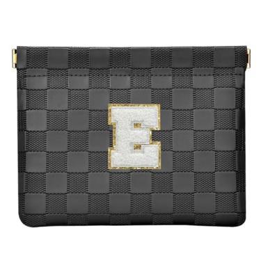 Imagem de HIGH FIT Bolsa de cosméticos de couro para bolsa, bolsa de maquiagem inicial organizador de acessórios cosméticos para batom, Preto, E