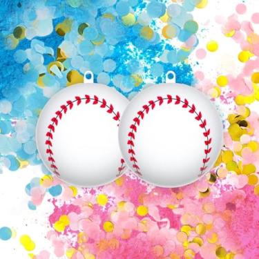 Imagem de Bola de beisebol reveladora de gênero com pó rosa ou azul explosivo para Game Boy ou Girl Reval Baseball com pó para idéias de festa de revelação de gênero (pó + confetes, azul e rosa)
