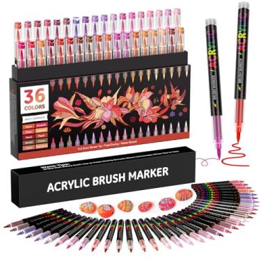 Imagem de Sanyetral 36 marcadores de tinta acrílica em tons vermelhos, canetas de tinta com ponta de pincel macio, canetas acrílicas para madeira, pedra, tela, vidro, tecido, ovo e artesanato DIY (vermelho)