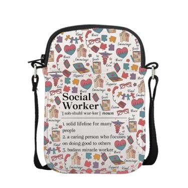Imagem de POFULL Bolsa tiracolo Social Workers Employees Gift MSW Graduation Gift Social Worker, Substantivo de assistente social, 0