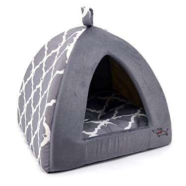 Imagem de Tenda para animais de estimação - Cama macia para cães e gatos da Best Pet Supplies - Malha cinza, 48 cm x 48 cm x A: 48 cm
