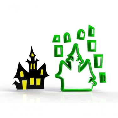 Imagem de Cortador Wandinha Adams - Mansão Família Adams Castelo Tamanho 5 Cm