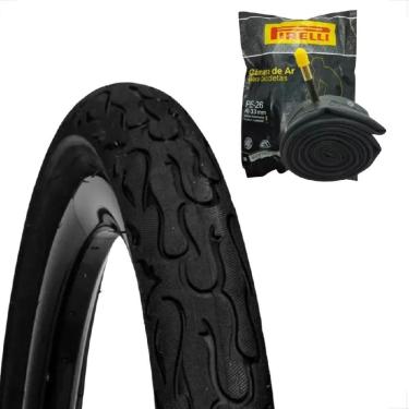 Imagem de Pneu Bicicleta DSI Flame Aro 26 x 2.125 Balão Tipo kenda + camara Pirelli 26 Montadinha Freeride