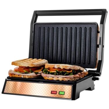 Imagem de Ovente GP0620CO Sanduicheira Elétrica Antiaderente 2 Fatias, Aço Inox, 110V, 1000W, Laranja