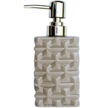 Imagem de Saboneteira Liquida Lavabo Banheiro Cerâmica Gold Bege 350ml