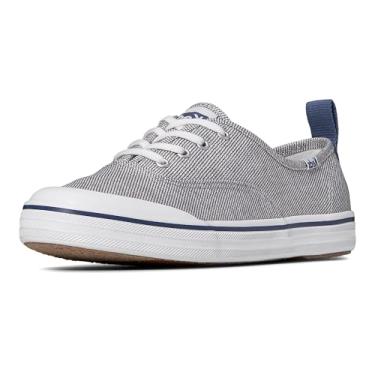 Imagem de Keds Tênis feminino Champion Toe Cap com cadarço, Tela salpicada cinza/azul marinho, 5