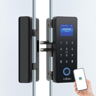 Imagem de Fechadura Eletronica Inteligente Digital Biométrica WKZW-B6, para Porta de Vidro, Tuya APP, Instalação Sem Furos