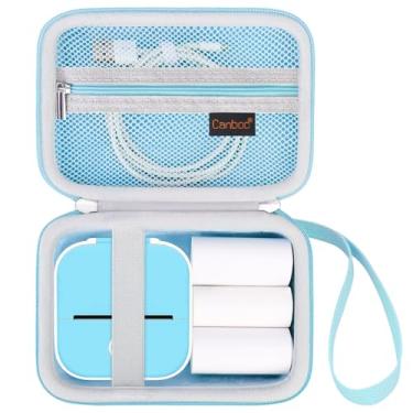 Imagem de Canboc Estojo de transporte para miniimpressora Memoking/Ponek/Phomemo/Omezizy/Memoqueen T02 T02, caixa de impressora térmica portátil para papel térmico, cabo USB, azul (apenas capa)