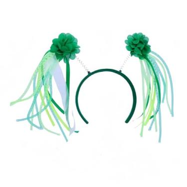 Imagem de Dzrige Tiara de flores para o dia de São Patrício com fita para o dia de São Patrício, lembrancinhas de festa irlandesas, acessórios de fantasia