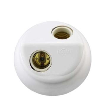 Imagem de Soquete Plafon Duplo Branco Para Iluminação - Ilumi 19261 - ILUMI MATE