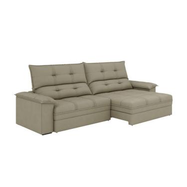 Imagem de Sofá 4 Lugares Retrátil e Reclinável Everest Veludo Slim Castor 260 cm