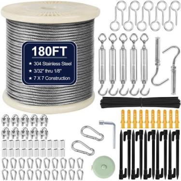 Imagem de Kit de cabo de aço inoxidável phepetroll 180FT com esticadores