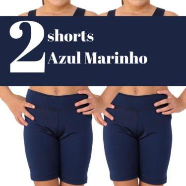 Imagem de Kit com 2 Shorts infantis- JinkingStore para meninas lisa básica, Azul