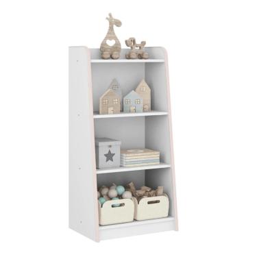 Imagem de Estante para Brinquedos Infantil Branco Rosa