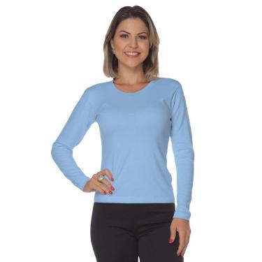 Imagem de Baby look manga longa malha canelada - Gola redonda