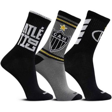 Imagem de Kit 3 Pares Meia Esportiva Cano Curto Clube Atlético Mineiro - Rikam, 