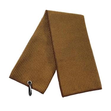 Imagem de Dynwave Toalha de golfe tripla, pano de limpeza com absorção de água, acessórios macios para golfe, toalha portátil de microfibra com padrão waffle, Marrom