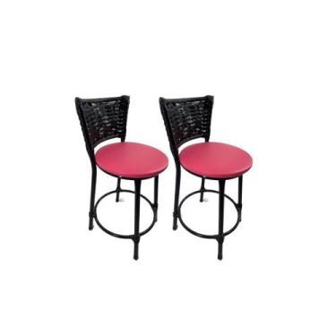 Imagem de Kit 2 banqueta baixa junco cozinha gourmet americana bistrô - FortMix,